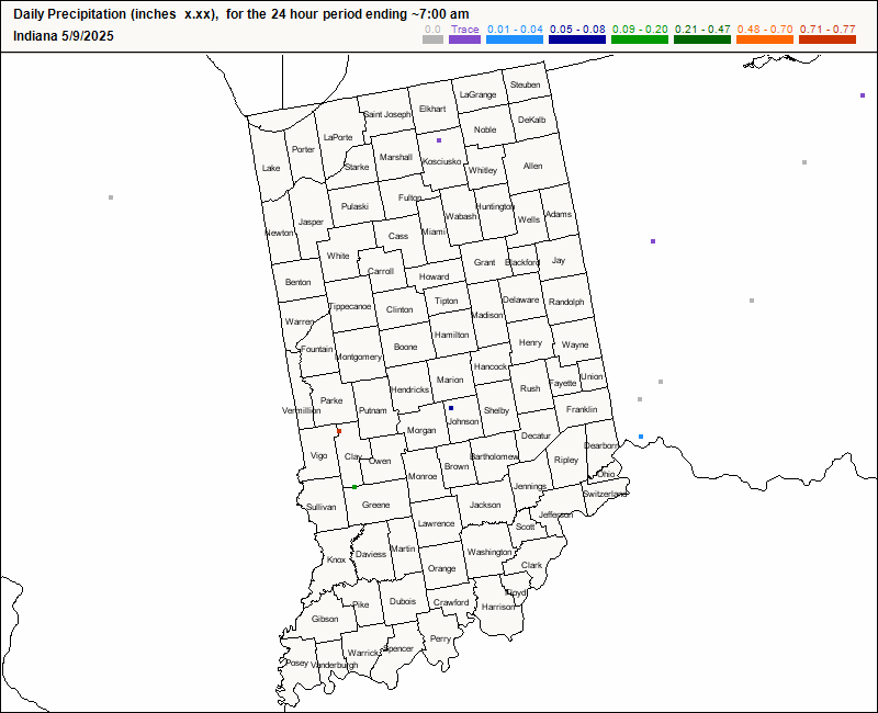 Precipitation reported today