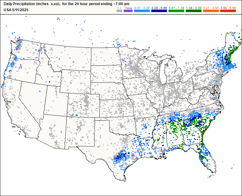 Precipitation reported today
