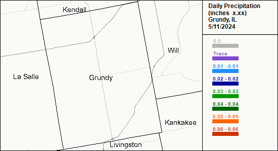 Grundy County CoCoRaHS Precipitation Map