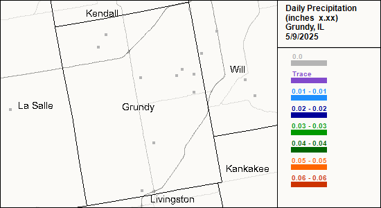 Grundy County CoCoRaHS Precipitation Map