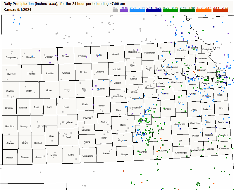 Kansas CoCoRaHS Precipitation Map