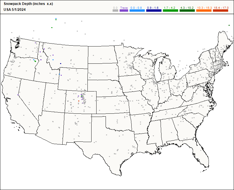 Total Snow Depth reported today